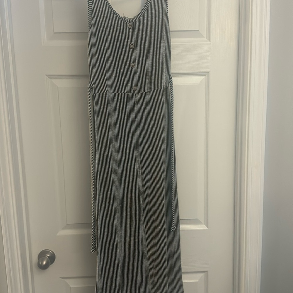 Caution to the wind striped front twist jumpsuit size small